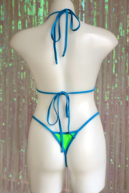 Siren Doll Small Cup Bikini Set - Neon Green & Ocean Blue Back