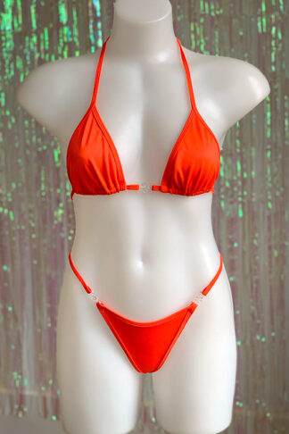 Siren Doll Small Cup Bikini Set - Neon Orange Front