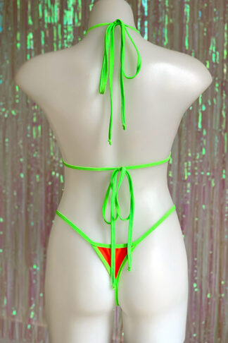 Siren Doll Small Cup Bikini Set - Neon Orange & Neon Green Back