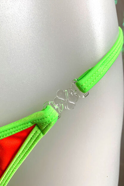 Siren Doll Small Cup Bikini Set - Neon Orange & Neon Green Clip