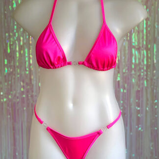 Siren Doll Small Cup Bikini Set - Neon Pink Front