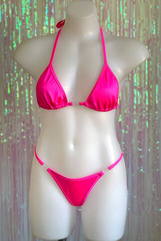 Siren Doll Small Cup Bikini Set - Neon Pink Front