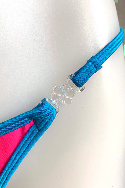 Siren Doll Small Cup Bikini Set - Neon Pink & Turquoise Clip