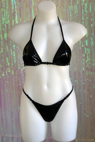 Siren Doll Small Cup Bikini Set - PVC - Black Front