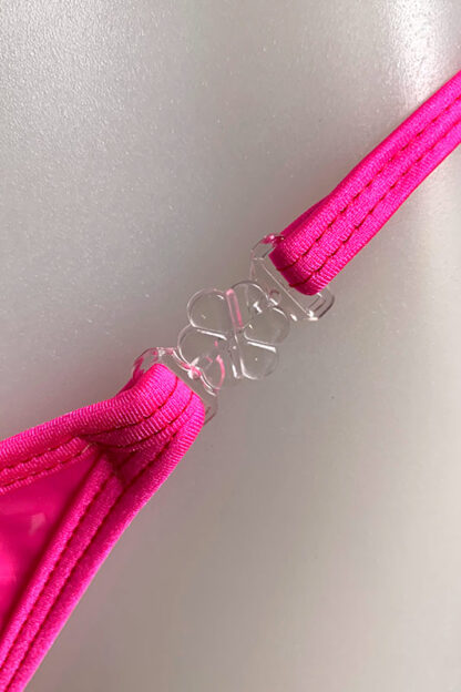 Siren Doll Small Cup Bikini Set - PVC Geometry - Neon Pink Clip