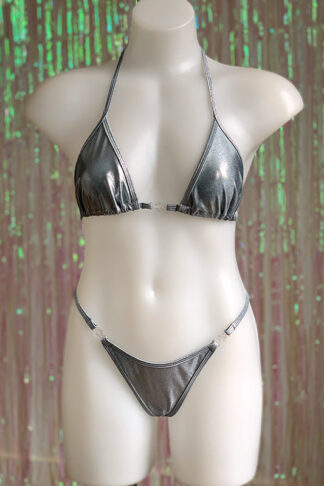 Siren Doll Small Cup Bikini Set - Silver Front