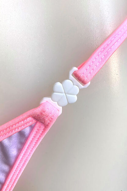 Siren Doll Small Cup Bikini Set - White & Barbie Pink Clip
