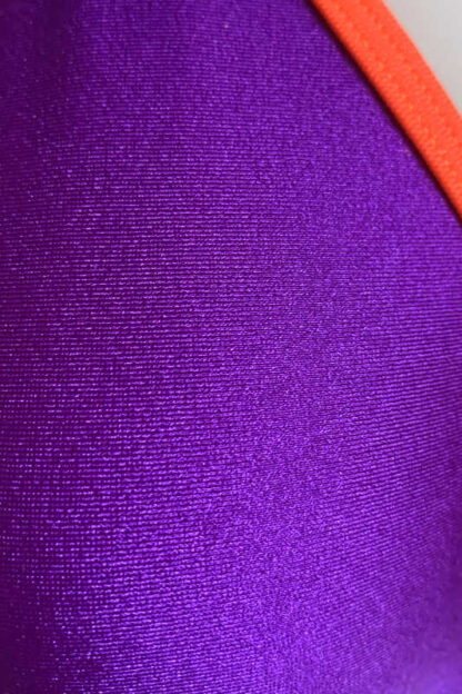 Siren Doll Small Cup Bikini Set - Purple - Neon Orange Trim Close