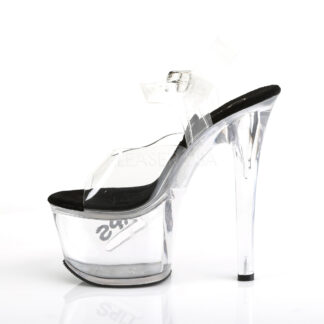 Pleaser 7" Tip Jar 708 Sandal - Clear Top Black Foot Clear Shoes Left Angle