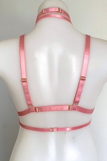 Triple o ring elastic harness Baby pink Back