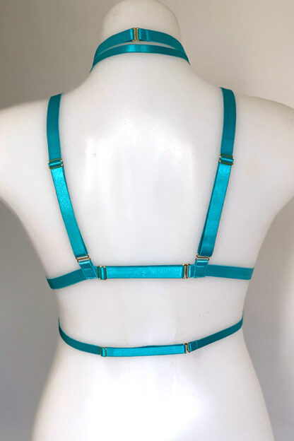 Triple o ring elastic harness Turquoise Back