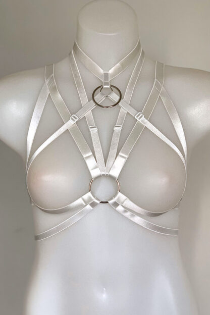 Triple o ring elastic harness White Front