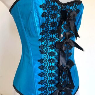 Turquoise Satin Bow Corset Front