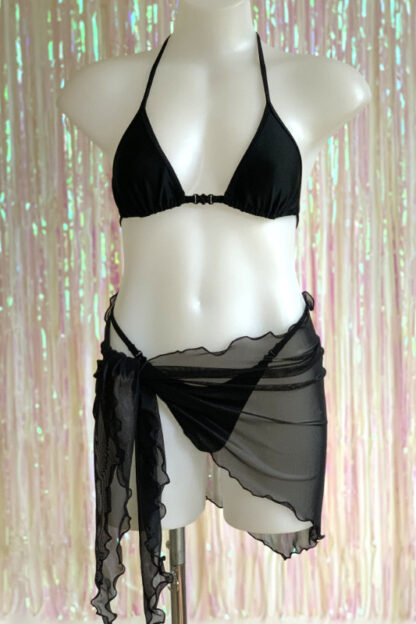 Siren Doll Mini Wrap Skirt - Sheer - Black 3