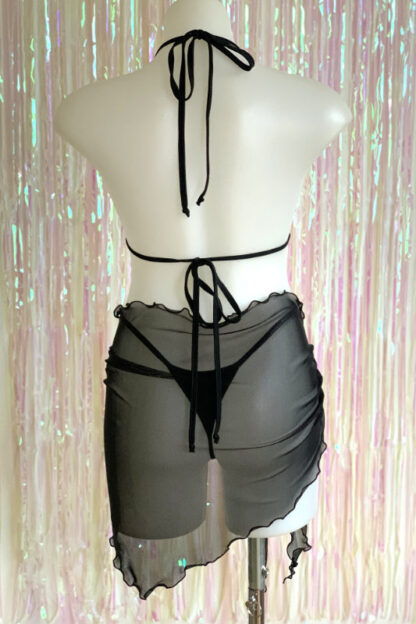 Siren Doll Mini Wrap Skirt - Sheer - Black 4