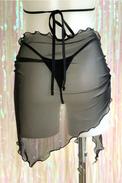 Siren Doll Mini Wrap Skirt - Sheer - Black 5