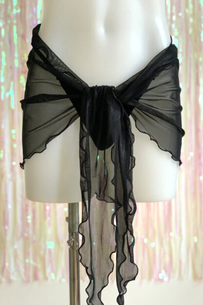 Siren Doll Mini Wrap Skirt - Sheer - Black 2