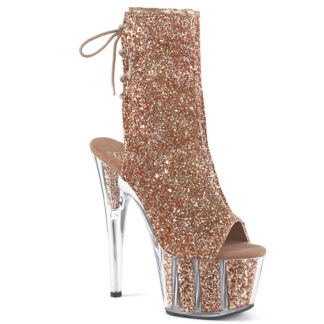 Pleaser 7" Adore 1018 Ankle Boot Glitter Rose Gold