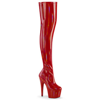 Pleaser 7" Adore 3000 Thigh High Boot - Hologram Patent Red
