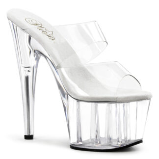 Pleaser 7" Adore 702 Double Strap Slip On Clear Shoes