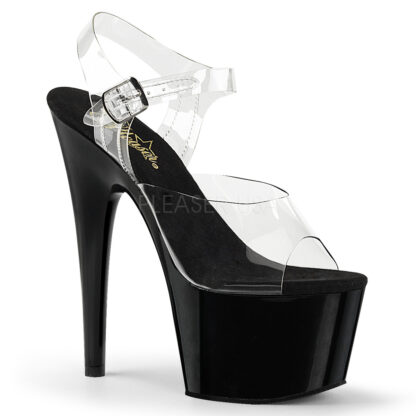 Pleaser 7" Adore 708 Clear Top with Ankle Strap Black Platform Shoes
