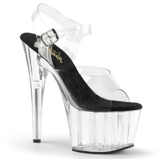 Pleaser 7" Adore 708 Sandal Clear Top Black Foot Clear