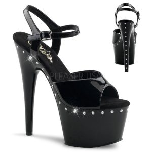 Pleaser 7″ Adore 708LS One Row Rhinestone Black Platform & Heel Shoes