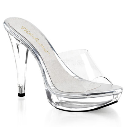 Fabulicious 5" Cocktail 501 Slip On - Clear Foot Clear Platform Shoes