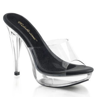 Fabulicious 5" Cocktail 501 Slip On Black Foot Clear Platform Shoes