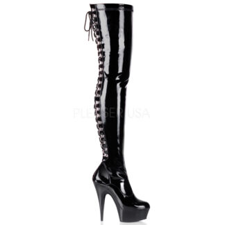 Pleaser 6" Delight 3063 Thigh High Boot Patent Black