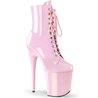 Pleaser 8" Flamingo 1020 Ankle Boots Patent Baby Pink