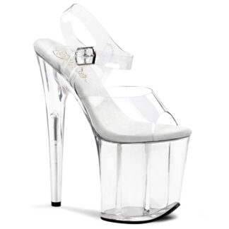 Pleaser 8" Flamingo 808 Clear Top with Ankle Strap Clear Foot