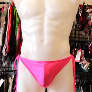 Siren Doll Men's Tie Sides G-string - Neon Pink Front 2