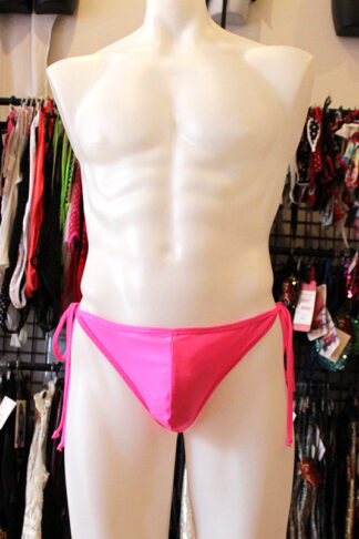 Siren Doll Men's Tie Sides G-string - Neon Pink Front 2