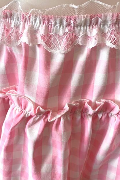 Gingham Check Skirt - Baby Pink Close