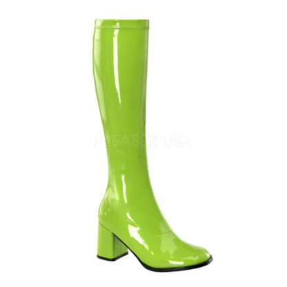 Funtasma 3″ Gogo Knee High Boots Patent Lime