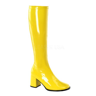 Funtasma 3″ Gogo Knee High Boots Patent Yellow