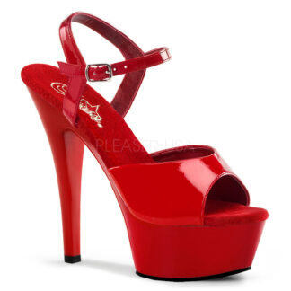 Pleaser 6" Kiss 209 Sandal Patent Red