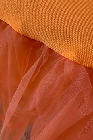Long Layered Organza Petticoat - Orange Close