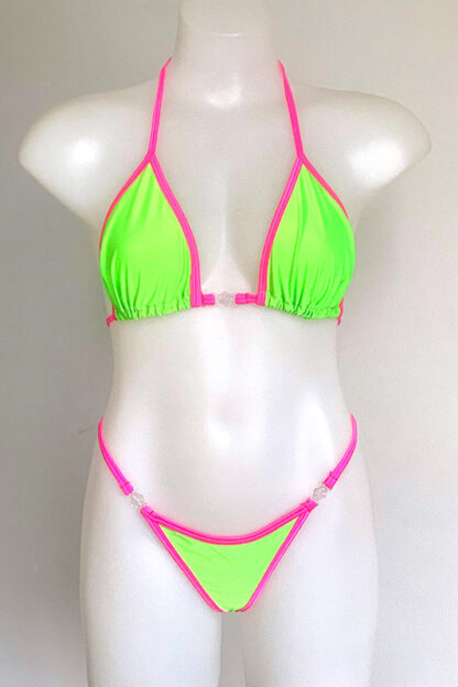 Siren Doll Medium Cup Bikini Set - Pick Your Original Colour Neon Green Neon Pink Front