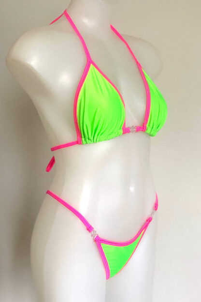 Siren Doll Medium Cup Bikini Set - Pick Your Original Colour Neon Green Neon Pink Side