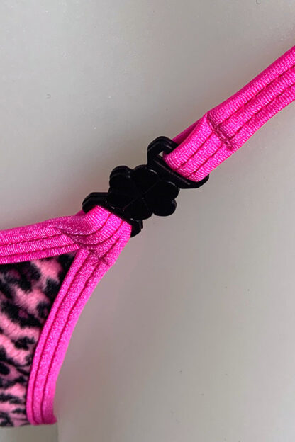 Siren Doll Micro Cup Bikini Set - Faux Fur Neon Pink Leopard - Neon Pink Trim Clip
