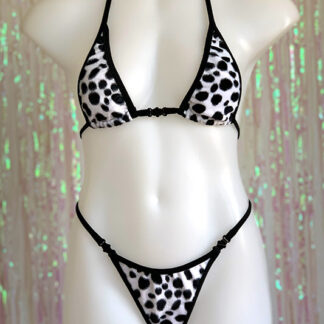 Siren Doll Micro Cup Bikini Set - Faux Fur Snow Leopard Front