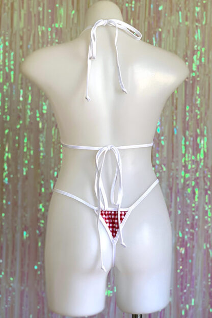 Siren Doll Micro Cup Bikini Set - Gingham Red - White Trim Back