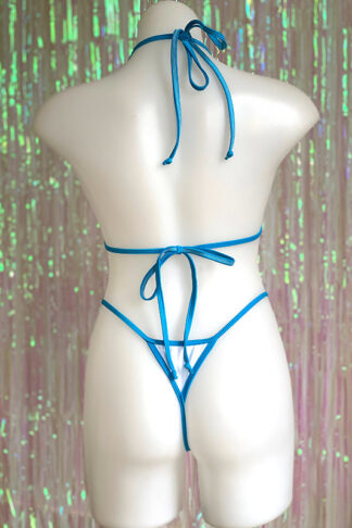 Siren Doll Micro Bikini Set - White & Ocean Blue Back