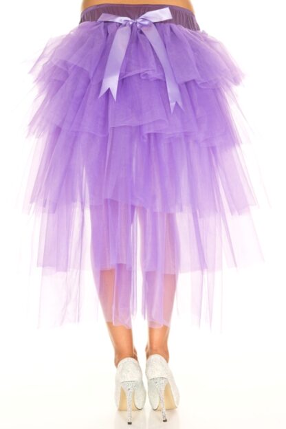 Multi Layer Tulle Burlesque Petticoat with Satin Bows Purple Back
