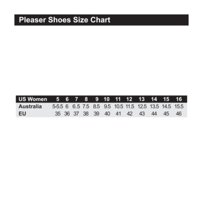 Pleaser Shoes Size Chart