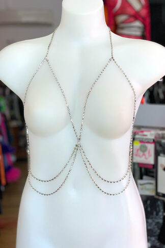 Rhinestone Harness Top Type 4 Silver Front2