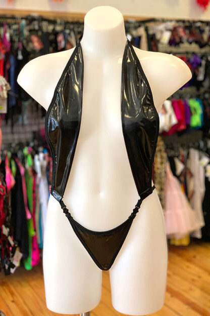 Siren Doll Skimpy Sexy Bodysuit - PVC - Black Front 2