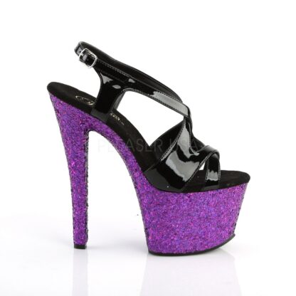 Pleaser 7" Sky 330LG Sandal Multi Glitter Purple Right Angle